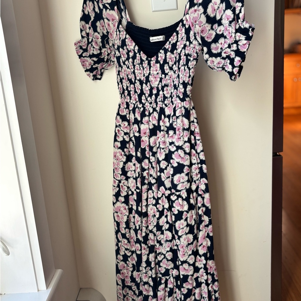 Abercrombie Pink and Navy Floral Maxi Dress